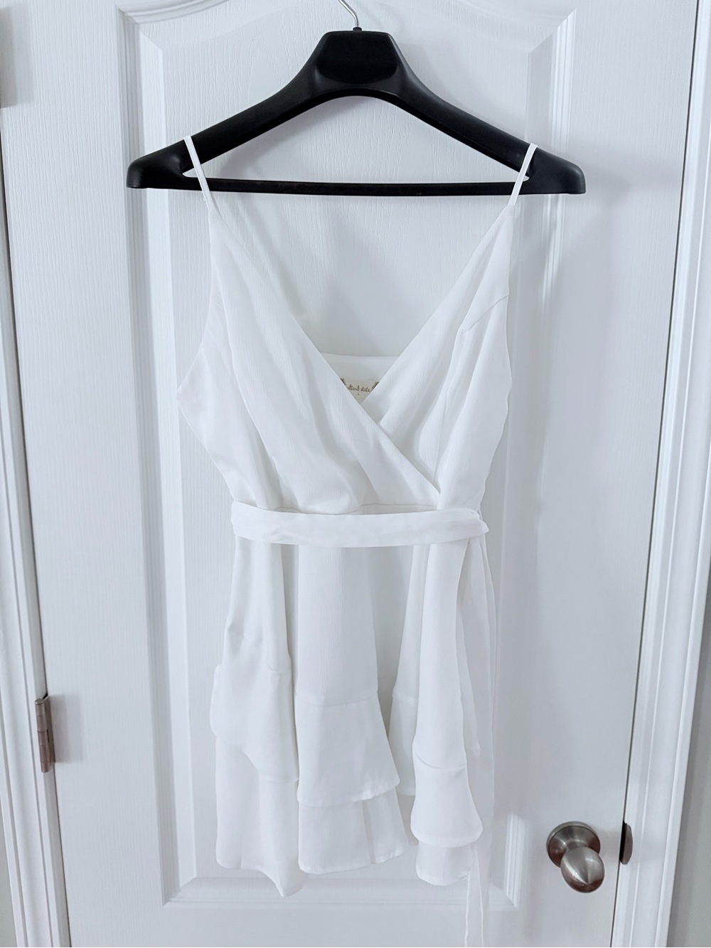 Altar'd State White Spaghetti Strap Wrap Mini Dress